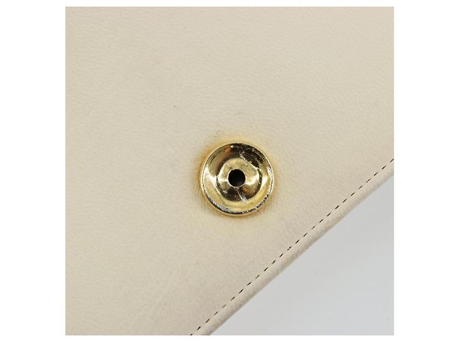 CHANEL Matelasse Chain Shoulder Bag Lamb Skin White Gold CC - vista 11