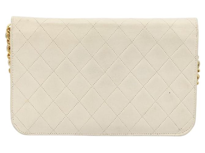 CHANEL Matelasse Chain Shoulder Bag Lamb Skin White Gold CC - vista 2