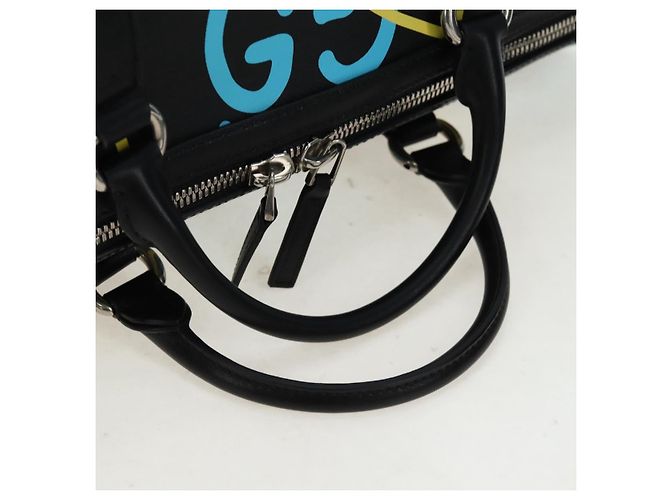 GUCCI Ghost Boston Bag Leather 2way Black Silver - Ansicht 7
