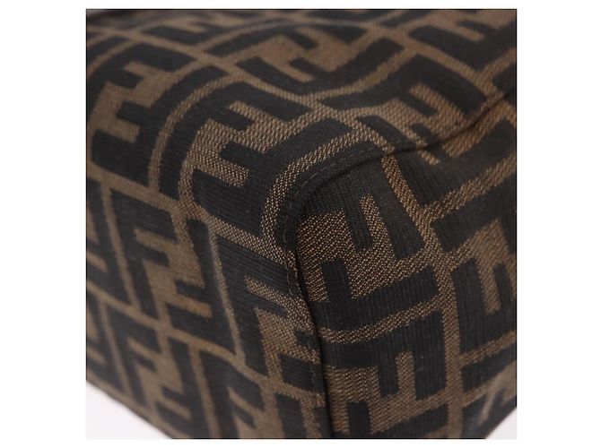 FENDI Zucca Canvas Mamma Baguette Hand Bag Brown Silver - vista 17