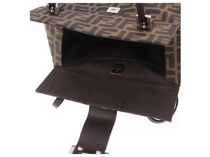 FENDI Zucca Canvas Mamma Baguette Hand Bag Brown Silver - vista 20