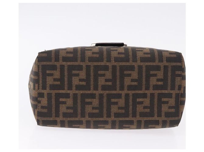 FENDI Zucca Canvas Mamma Baguette Hand Bag Brown Silver - vista 5