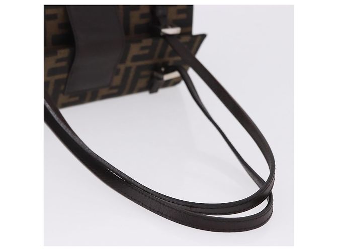 FENDI Zucca Canvas Mamma Baguette Hand Bag Brown Silver - vista 7