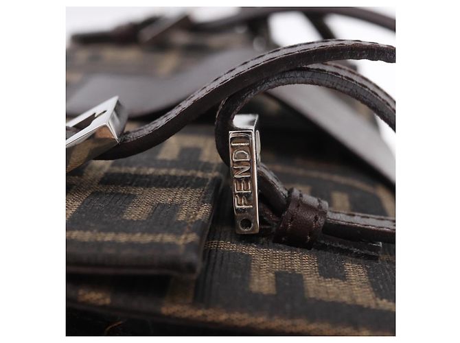 FENDI Zucca Canvas Mamma Baguette Hand Bag Brown Silver - vista 9