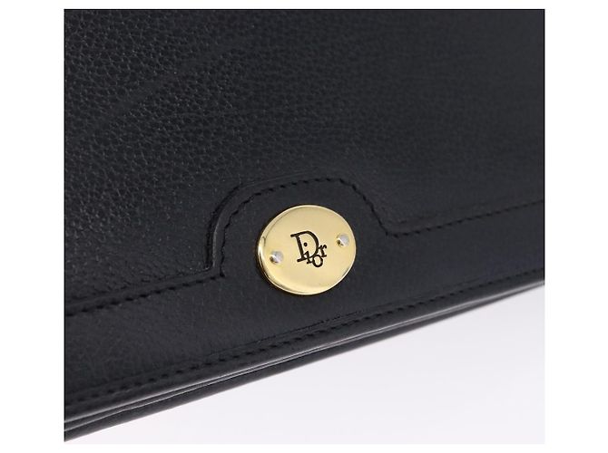 Christian Dior Chain Shoulder Bag Leather Black Gold - vista 17