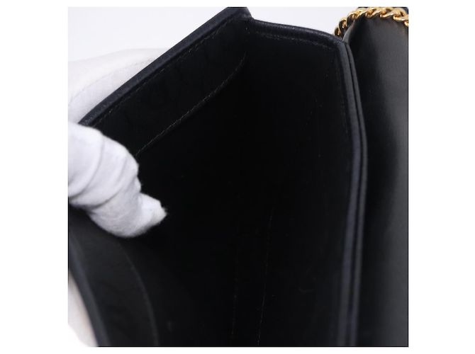 Christian Dior Chain Shoulder Bag Leather Black Gold - vista 20