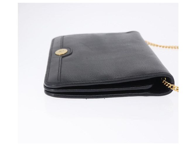 Christian Dior Chain Shoulder Bag Leather Black Gold - vista 3