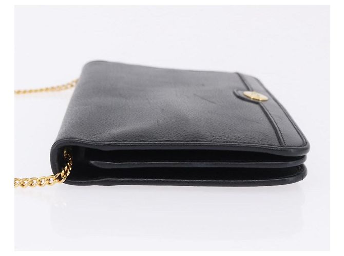 Christian Dior Chain Shoulder Bag Leather Black Gold - vista 4