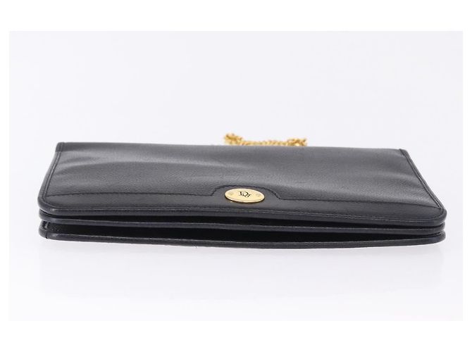 Christian Dior Chain Shoulder Bag Leather Black Gold - vista 5
