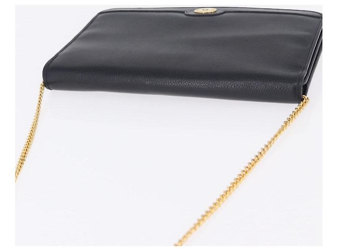 Christian Dior Chain Shoulder Bag Leather Black Gold - vista 6