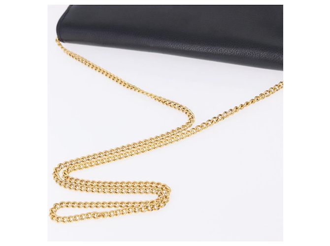 Christian Dior Chain Shoulder Bag Leather Black Gold - vista 7
