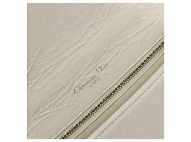 Christian Dior Chain Shoulder Bag Leather White Gold - vista 11