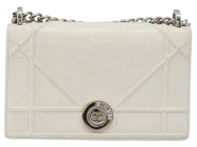 Christian Dior Chain Shoulder Bag Leather White Gold - vista 13