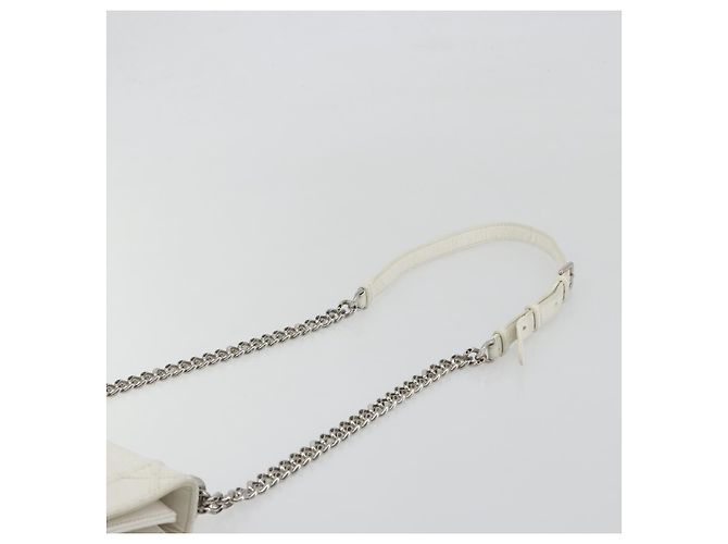 Christian Dior Chain Shoulder Bag Leather White Gold - vista 14