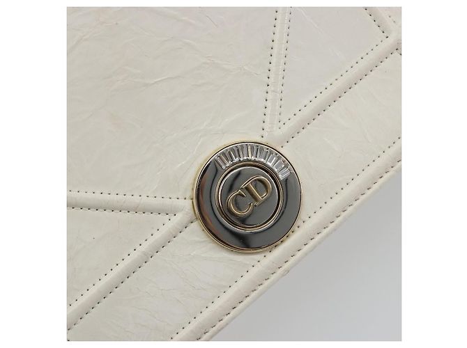 Christian Dior Chain Shoulder Bag Leather White Gold - vista 18