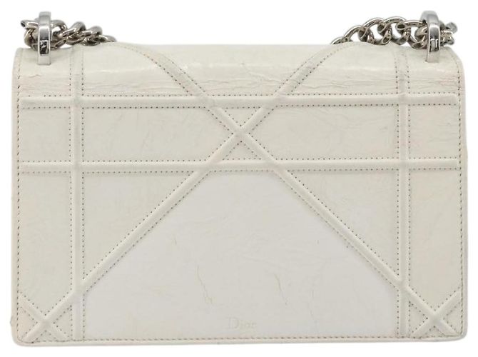 Christian Dior Chain Shoulder Bag Leather White Gold - vista 2