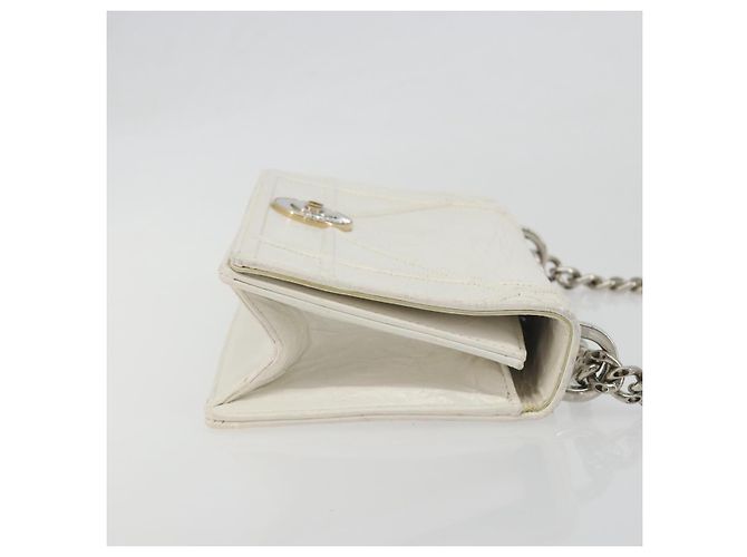 Christian Dior Chain Shoulder Bag Leather White Gold - vista 3