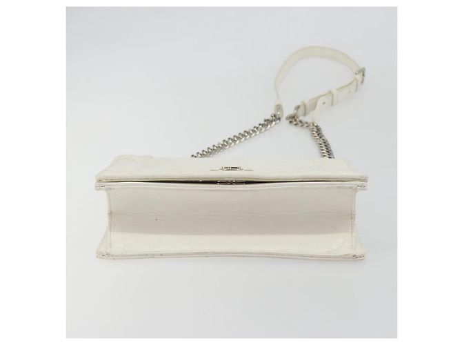 Christian Dior Chain Shoulder Bag Leather White Gold - vista 5
