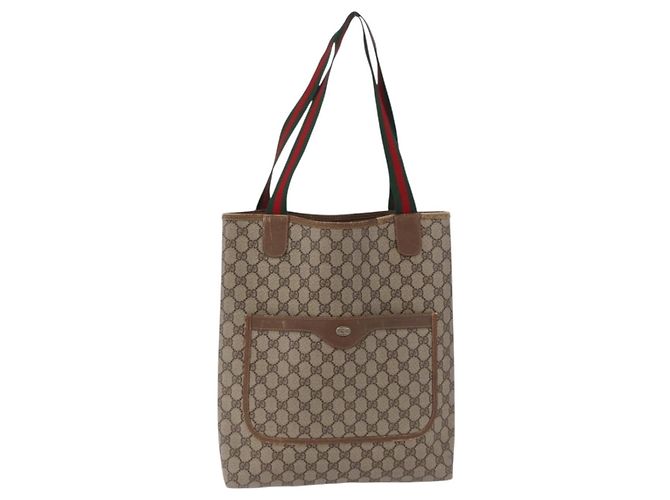 GUCCI GG Supreme Web Sherry Line Tote Bag PVC Beige 39 02 003 - vista 2