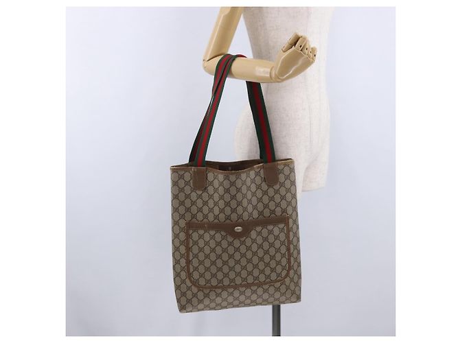 GUCCI GG Supreme Web Sherry Line Tote Bag PVC Beige 39 02 003 - vista 20