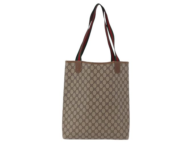 GUCCI GG Supreme Web Sherry Line Tote Bag PVC Beige 39 02 003 - vista 3