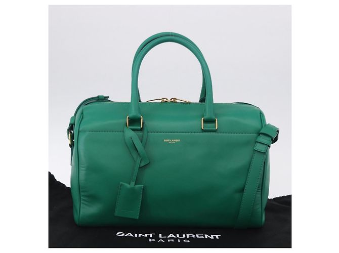 Autre Marque SAINT LAURENT Classic Duffle Bag Leather 2way Green Gold 322049 - vista 12