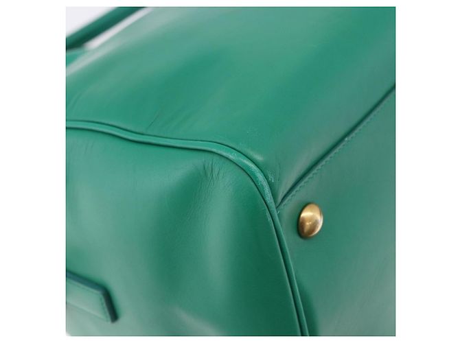 Autre Marque SAINT LAURENT Classic Duffle Bag Leather 2way Green Gold 322049 - vista 17