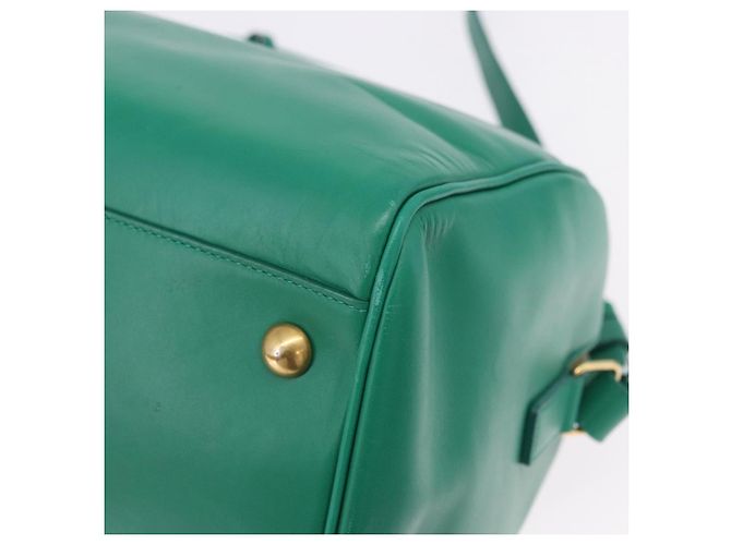 Autre Marque SAINT LAURENT Classic Duffle Bag Leather 2way Green Gold 322049 - vista 18