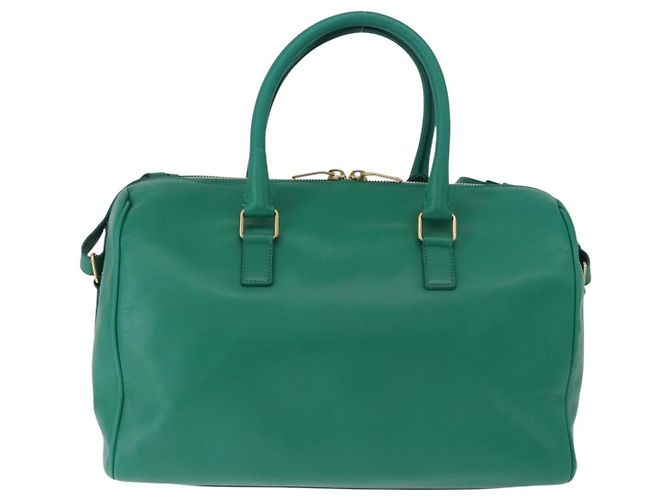 Autre Marque SAINT LAURENT Classic Duffle Bag Leather 2way Green Gold 322049 - vista 2
