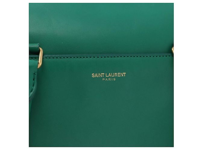 Autre Marque SAINT LAURENT Classic Duffle Bag Leather 2way Green Gold 322049 - vista 22