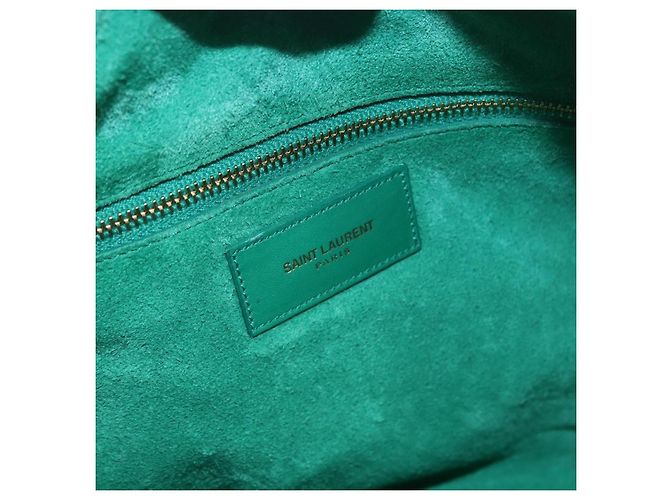 Autre Marque SAINT LAURENT Classic Duffle Bag Leather 2way Green Gold 322049 - vista 23