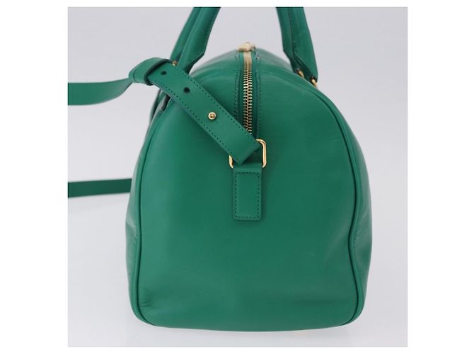 Autre Marque SAINT LAURENT Classic Duffle Bag Leather 2way Green Gold 322049 - vista 3