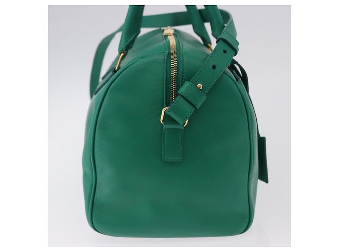 Autre Marque SAINT LAURENT Classic Duffle Bag Leather 2way Green Gold 322049 - vista 4