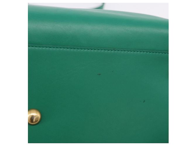 Autre Marque SAINT LAURENT Classic Duffle Bag Leather 2way Green Gold 322049 - vista 6