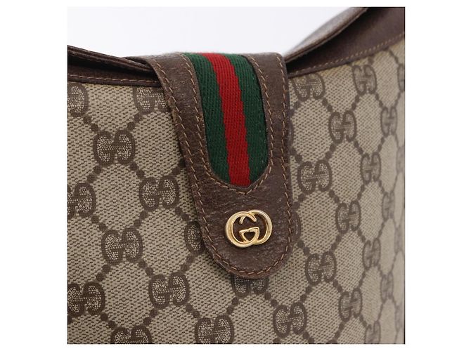 GUCCI GG Supreme Web Sherry Line Bag PVC Beige Gold 904 02 081 - vista 14