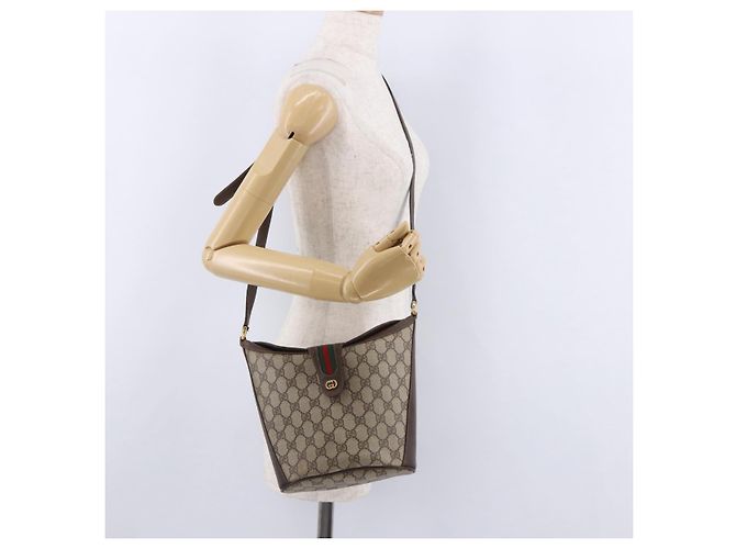 GUCCI GG Supreme Web Sherry Line Bag PVC Beige Gold 904 02 081 - vista 23