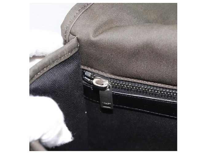 Autre Marque SAINT LAURENT Shoulder Bag Canvas Khaki Silver 757146 - vista 19