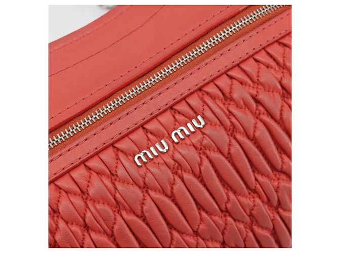 Miu Miu Matelasse Chain Shoulder Bag Leather Pink Silver - vista 17