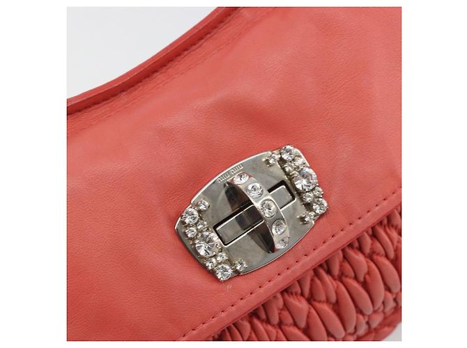 Miu Miu Matelasse Chain Shoulder Bag Leather Pink Silver - vista 18