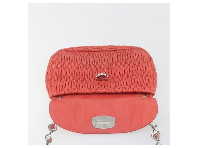 Miu Miu Matelasse Chain Shoulder Bag Leather Pink Silver - vista 19