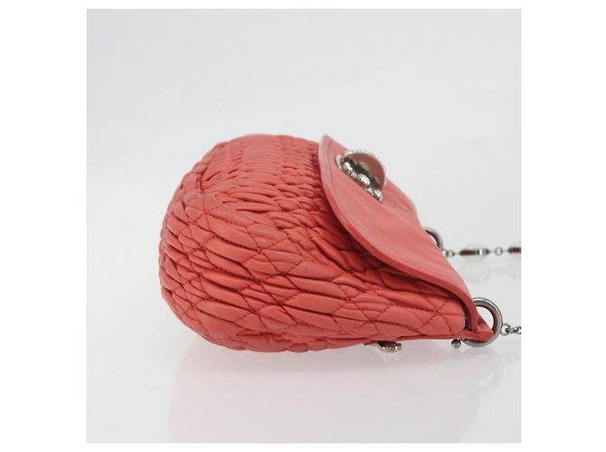 Miu Miu Matelasse Chain Shoulder Bag Leather Pink Silver - vista 3
