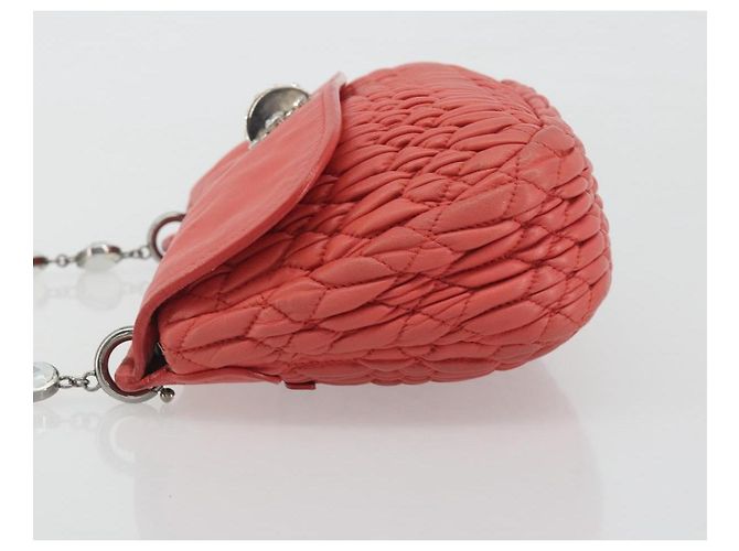 Miu Miu Matelasse Chain Shoulder Bag Leather Pink Silver - vista 4