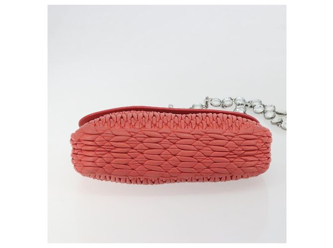 Miu Miu Matelasse Chain Shoulder Bag Leather Pink Silver - vista 5