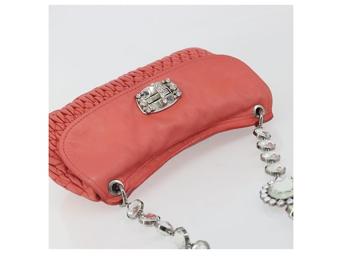Miu Miu Matelasse Chain Shoulder Bag Leather Pink Silver - vista 6