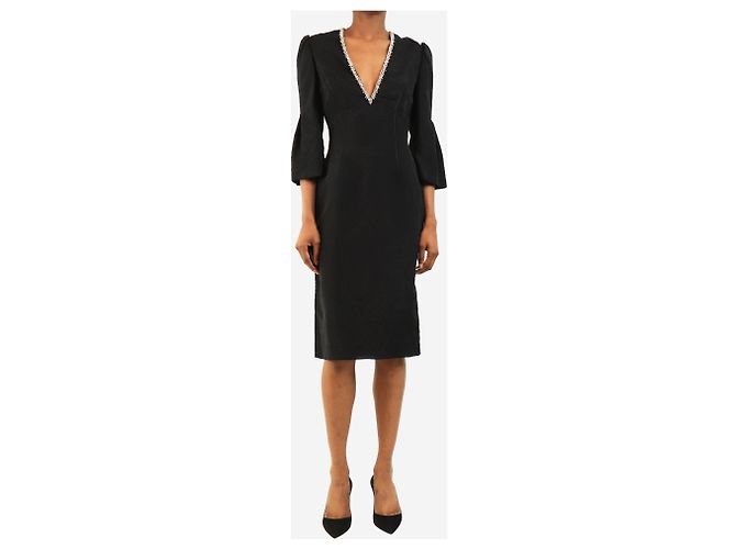 Jenny Packham Spitzenkleid mit schwarzen Kristallbesatz - size UK 8 - Ansicht 3