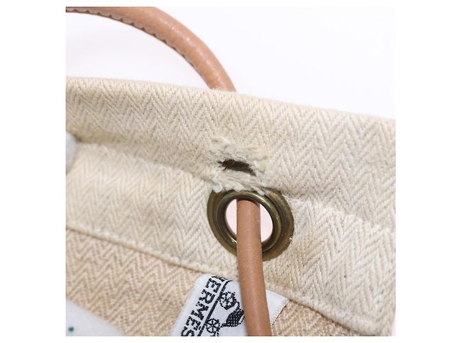 Hermès HERMES Arena MM Shoulder Bag Canvas Beige Gold Tone - vista 15