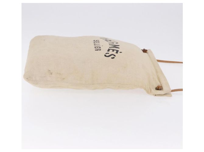 Hermès HERMES Arena MM Shoulder Bag Canvas Beige Gold Tone - vista 4