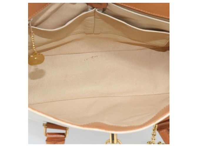 Céline CELINE Macadam Canvas Hand Bag PVC Leather White Gold - vista 15