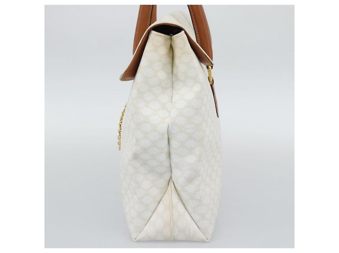Céline CELINE Macadam Canvas Hand Bag PVC Leather White Gold - vista 5