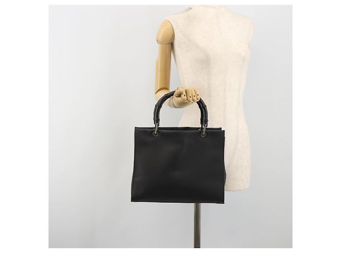 GUCCI Bamboo Tote Bag Leather 2way Black Silver 002 1016 - vista 25